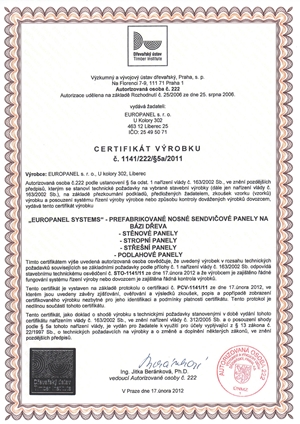 Certifikát Europanel